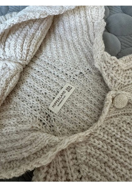 8175N Bebek Selanik Örgülü Kapüşonlu Triko Naturel Yün Tulum modelleri