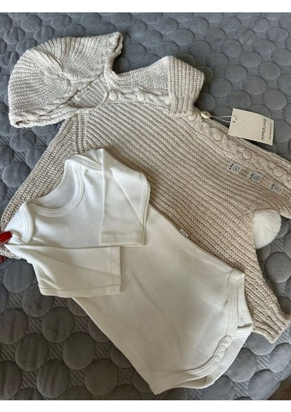 8175N Bebek Selanik Örgülü Kapüşonlu Triko Naturel Yün Tulum indirimleri