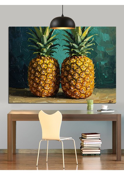Tropikal Ananas Meyve Gözlük Dekoratif Kanvas - Mdf Ahşap Tablo fiyatları