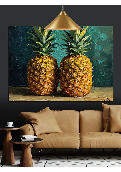 Tropikal Ananas Meyve Gözlük Dekoratif Kanvas - Mdf Ahşap Tablo fırsatları