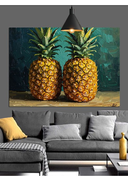 Tropikal Ananas Meyve Gözlük Dekoratif Kanvas - Mdf Ahşap Tablo indirimleri