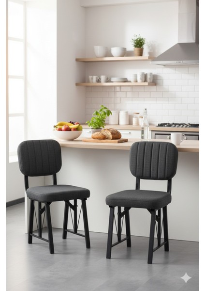 Elfin Mutfak Sandalyesi Yemek Odası Bahçe Balkon Otel Restoran Kafe Sandalyesi - 1 Adet - Antrasit