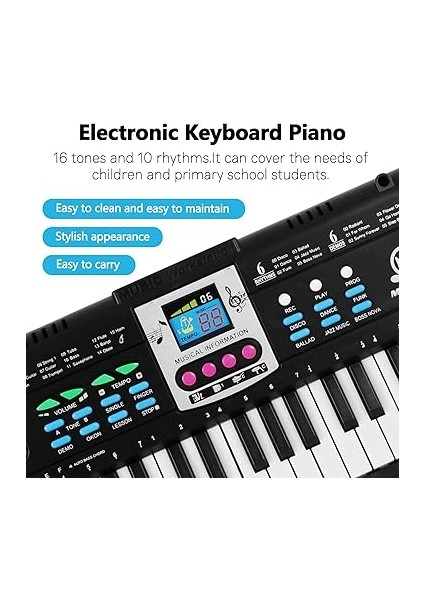 61 Tuşlar Dijital Müzik Elektronik Klavye Çocuklar Çok Fonksiyonlu Elektrikli Piyano Için Piyano Öğrenci Mikrofon Fonksiyonlu Enstrüman fiyatları