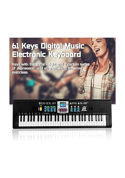 61 Tuşlar Dijital Müzik Elektronik Klavye Çocuklar Çok Fonksiyonlu Elektrikli Piyano Için Piyano Öğrenci Mikrofon Fonksiyonlu Enstrüman fırsatları