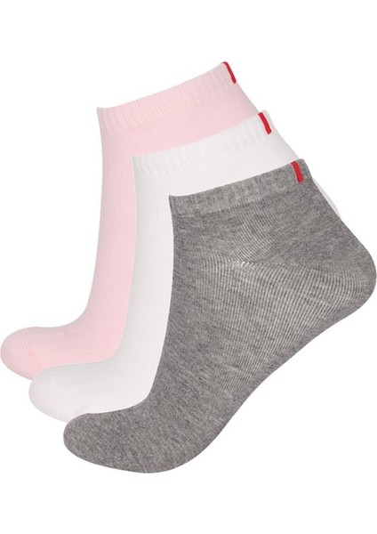 Kadın Run 3'lü Basic Patik Çorap Beyaz/Pembe/Gri