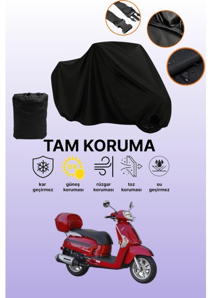 Siyah Kymco Like 200I Uyumlu Motor Branda, Koruyucu Örtü, Motosiklet Brandası