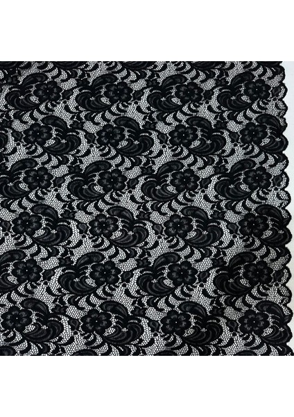 Siyah Likralı Dantel Kumaş (En 150 Cm) – Elbiselik, Abiyelik, Süsleme fiyatları