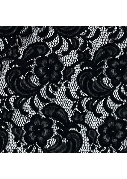 Siyah Likralı Dantel Kumaş (En 150 Cm) – Elbiselik, Abiyelik, Süsleme modelleri