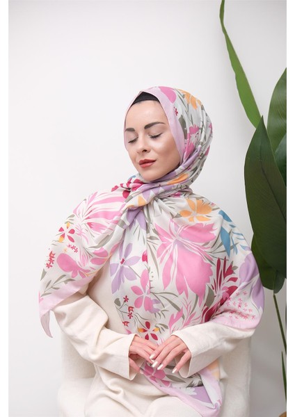 Modern Çiçek Desenli Dijital Soft Şal