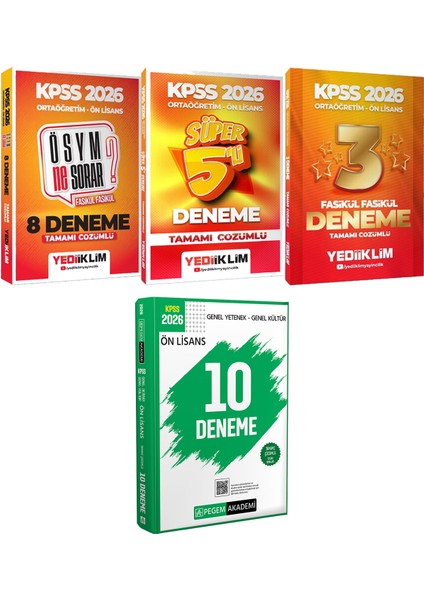 Ösym Ne Sorar? 8 Deneme Süper 5 Deneme ve 3 Deneme - 2026 Kpss Ön Lisans Çözümlü 10 Deneme