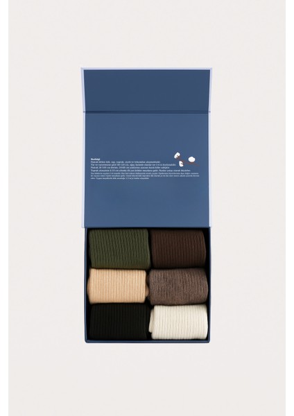 Erkek 6'lı Paket Kutulu Premium Soket Çorap Kahverengi Mix indirimleri