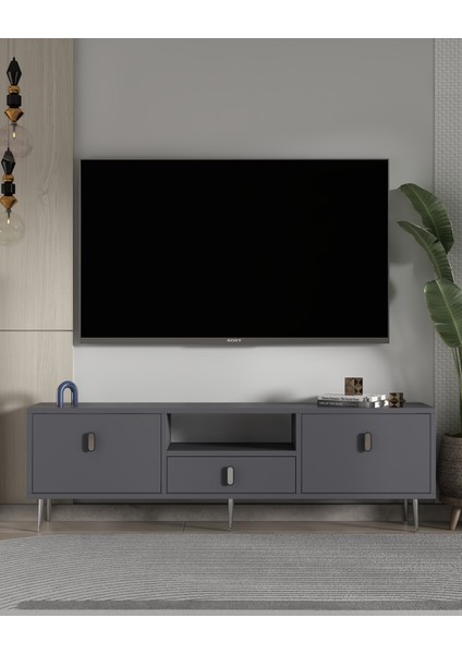 1323DROPCT-32 Tv Sehpası Antrasit-Gümüş