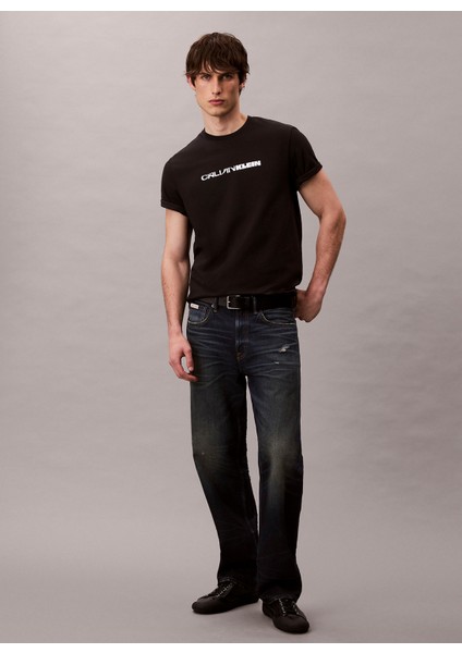 Bisiklet Yaka Baskılı Siyah Erkek T-Shirt LV04RD807GUB1 Ss 20S Tc Ck Stack gr