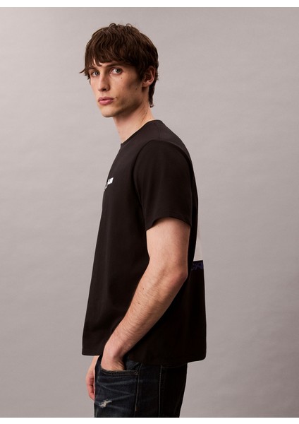 Bisiklet Yaka Baskılı Siyah Erkek T-Shirt LV04RD807GUB1 Ss 20S Tc Ck Stack gr modelleri