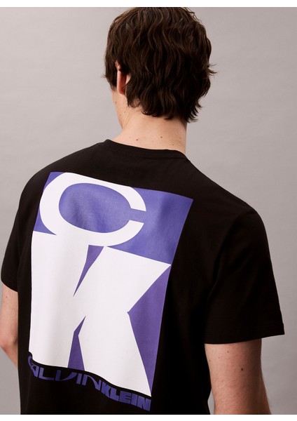 Bisiklet Yaka Baskılı Siyah Erkek T-Shirt LV04RD807GUB1 Ss 20S Tc Ck Stack gr fırsatları