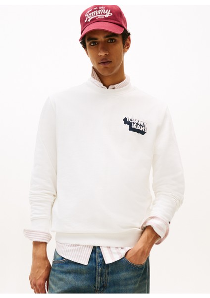 Bisiklet Yaka Beyaz Erkek Sweatshırt DM0DM21640YBL Tjm Reg Stack Crew Ex fiyatları