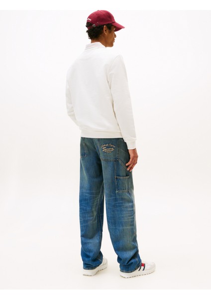 Bisiklet Yaka Beyaz Erkek Sweatshırt DM0DM21640YBL Tjm Reg Stack Crew Ex modelleri