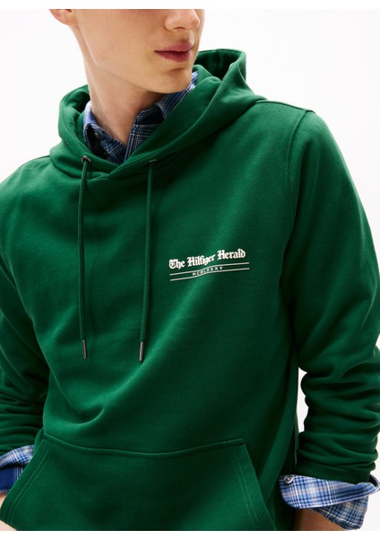Kapüşon Yaka Yeşil Erkek Sweatshırt MW0MW40065L6K_HILFIGER Herald Graph modelleri