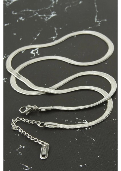 Ince Italyan Zincir Çelik Kolye 55 cm