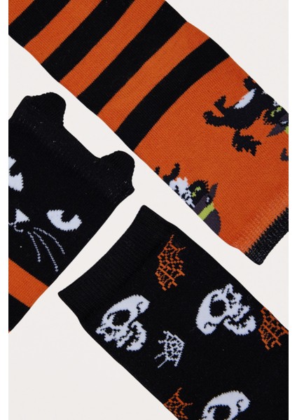 Çocuk Halloween Baskılı 3'lü Kutulu Soket Çorap indirimleri
