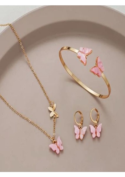 4 Parça Kelebek Takı Seti modelleri