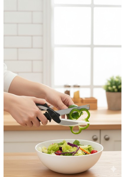 2'si 1 Arada Pratik Mutfak Makası ve Doğrayıcı | Hızlı, Güvenli Sebze & Et Kesme Aparatı fiyatları