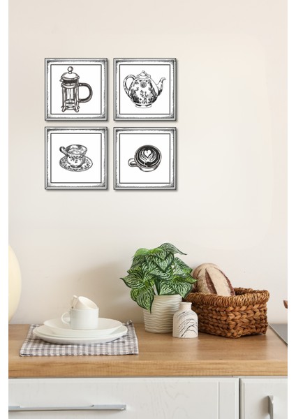 El Yapımı 4’lü Gravür Sanatı Duvar Seti – Kahve & Çay Koleksiyonu | Kişiye Özel Mesaj Alanı fiyatları