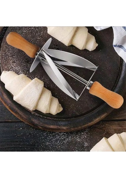 Üçgen Hamur Kesme Aparatı Döner Kruvasan ve Elmalı Kurabiye Hamuru Kesme Aleti Pasta Börek Kesme indirimleri