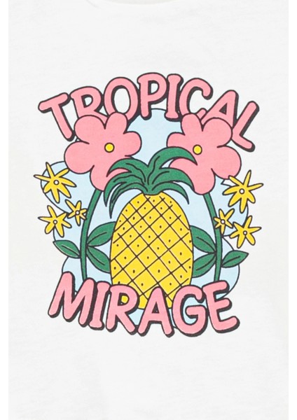 Kız Bebek Takım %100 Pamuk Beyaz Baskılı Tişört Pembe Şortlu Tropikal Desenli Alt Üst Takım modelleri