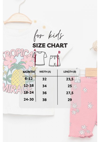 Kız Bebek Takım %100 Pamuk Beyaz Baskılı Tişört Pembe Şortlu Tropikal Desenli Alt Üst Takım fırsatları