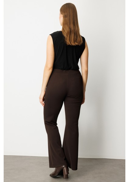 Kadın Büyük Beden Ispanyol Paça Tayt Pantolon 64157 Kahverengi fırsatları