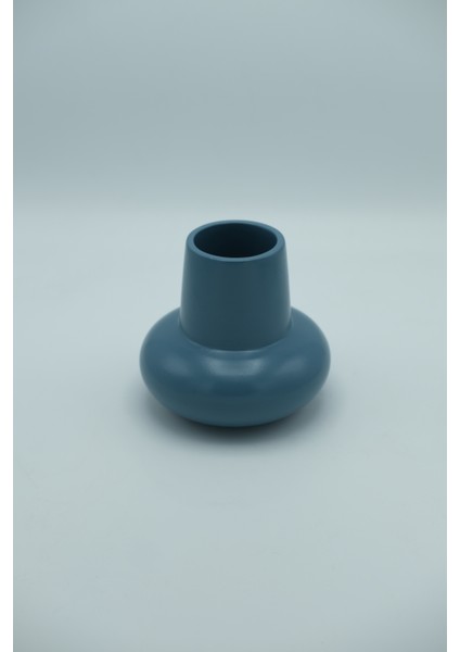 | Bohem Stil Dekoratif Vazo | Modern Minimal Yuvarlak Form | Dip Mavisi |