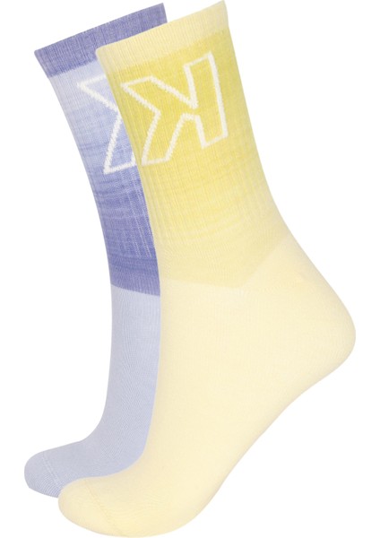 Kadın Harf Desenli Renk Geçişli 2'li Soket Çorap modelleri