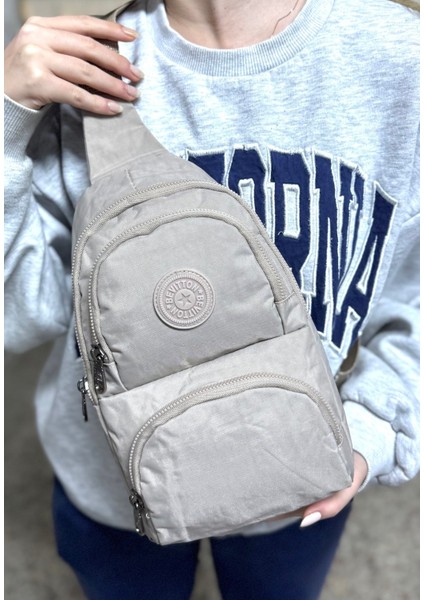 Su Geçirmez Kumaş Bej Unisex Body Bag Çapraz Omuz Çantası modelleri