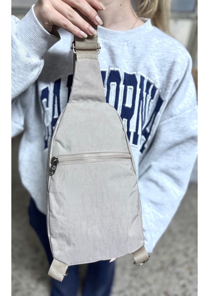 Su Geçirmez Kumaş Bej Unisex Body Bag Çapraz Omuz Çantası fırsatları