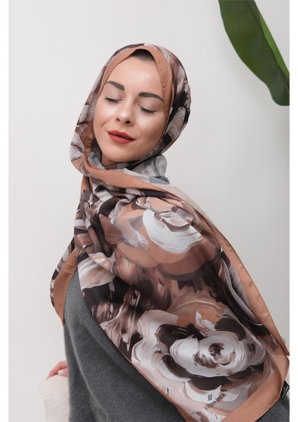 Floral Akrilik Desenli Dijital Soft Şal