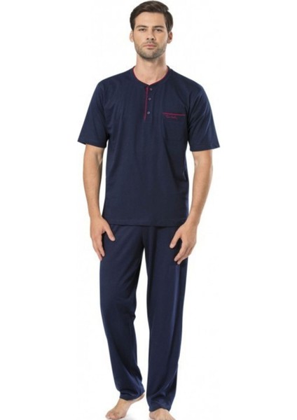 Erkek Penye % 100 Pamuk 3'lü Kutulu Pijama Takımı Kemer Cüzdan ve Terlik Seti modelleri