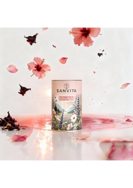Sanvıta Glow – Moringa, Hibiskus, Kuşburnu ve Çilek Karışımı | Güzellik ve Işıltı Çayı 50 gr
