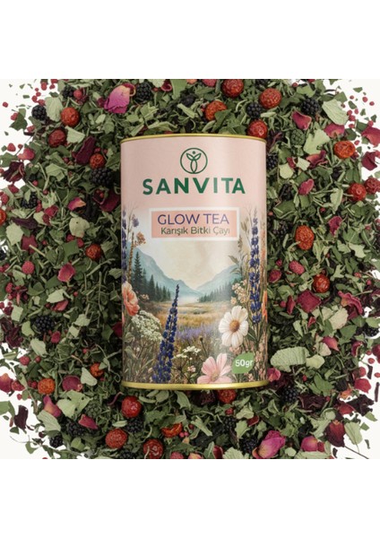 Sanvıta Glow – Moringa, Hibiskus, Kuşburnu ve Çilek Karışımı | Güzellik ve Işıltı Çayı 50 gr fırsatları