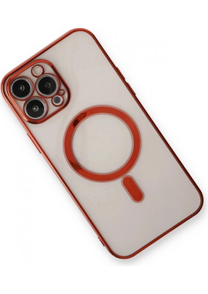 iPhone 13 Pro Max Kılıf Magneticsafe Lazer Silikon - Kırmızı modelleri