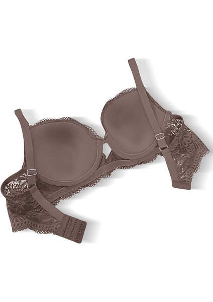 Dantelli Dekolte Sütyen Külot Takım Push Up, 2451 Acı Kahve fırsatları