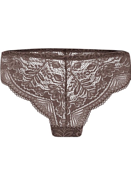 Dantelli Dekolte Sütyen Külot Takım Push Up, 2451 Acı Kahve