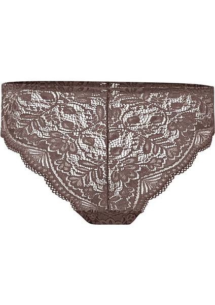 Dantelli Dekolte Sütyen Külot Takım Push Up, 2451 Acı Kahve