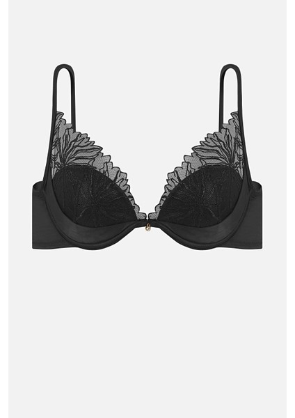 Leonie Brodeli Parlak Taş Detaylı Saten Biyeli Sütyen Külot Takım - 2724 - Siyah