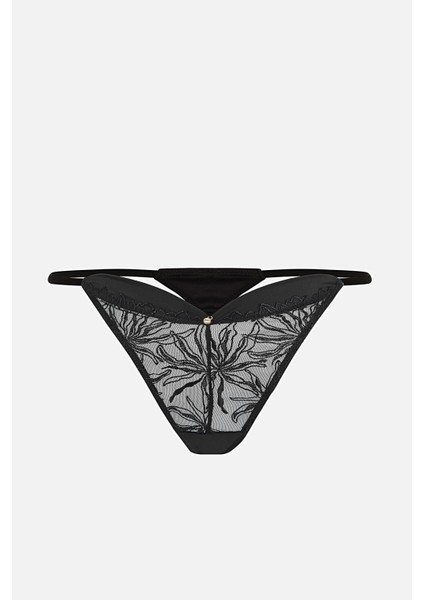 Leonie Brodeli Parlak Taş Detaylı Saten Biyeli Sütyen Külot Takım - 2724 - Siyah