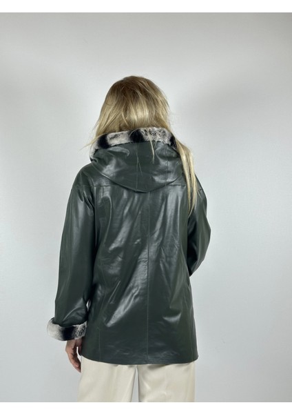 Çift Taraflı Giyilebilir Kadın Deri Mont 176