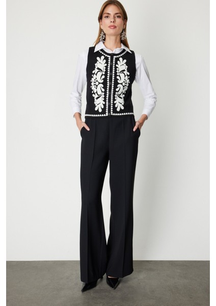 Kadın Işlemeli Triko Yelek 60919 Siyah modelleri