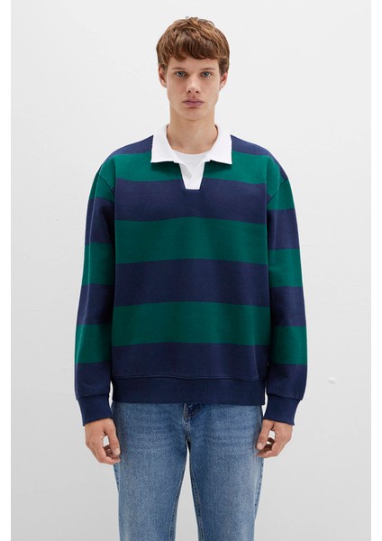 Blok Renkli Bisiklet Yaka Sweatshirt 0S10491-70497 fırsatları