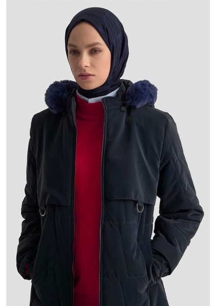 Kapüşonlu Kapitone 25KD2402 Lacivert