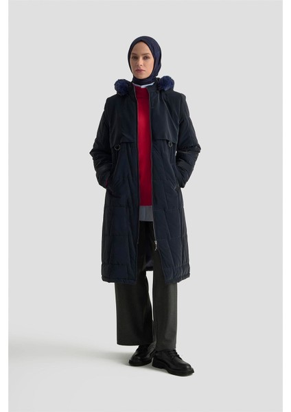 Kapüşonlu Kapitone 25KD2402 Lacivert fiyatları